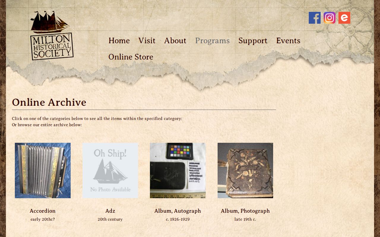Milton historical directory context in the Milton Historical Society online archive