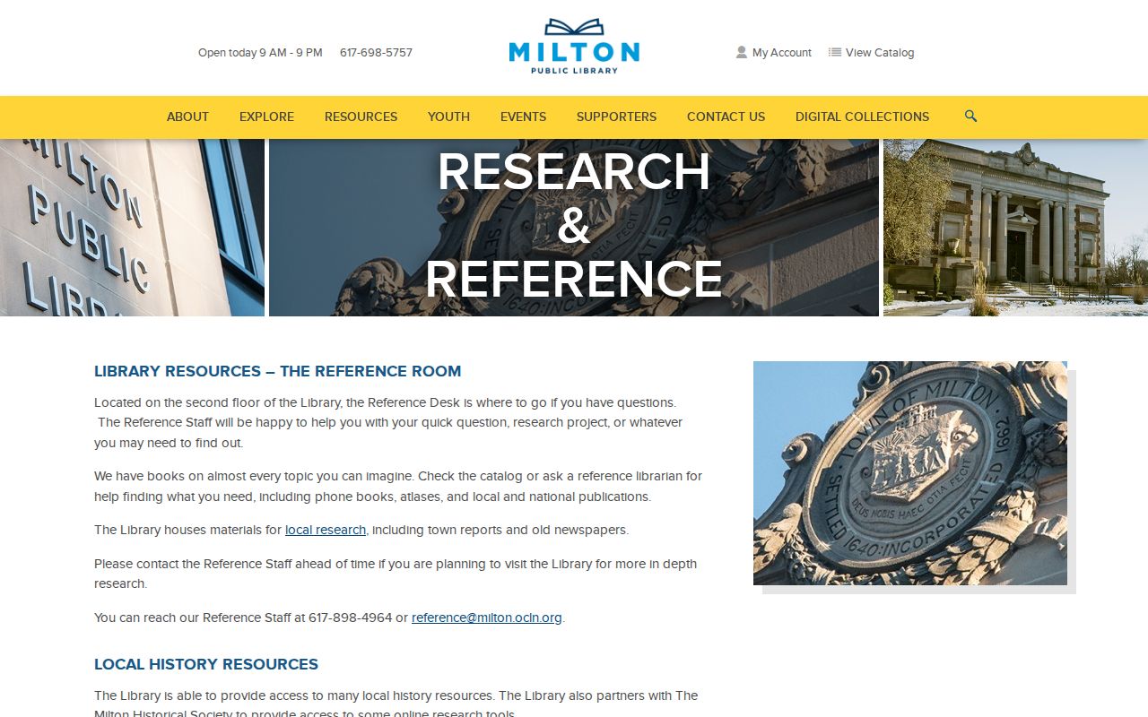 Milton historical directory house-history research resources at the Milton Public Library