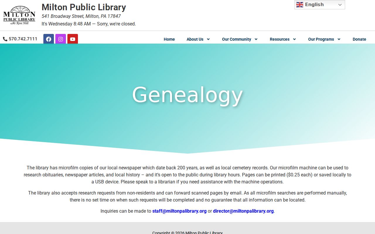 Milton city directory genealogy research resources at the Milton Public Library