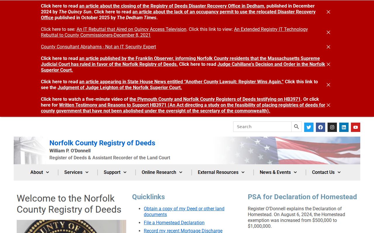 Milton street directory Norfolk Registry of Deeds service page